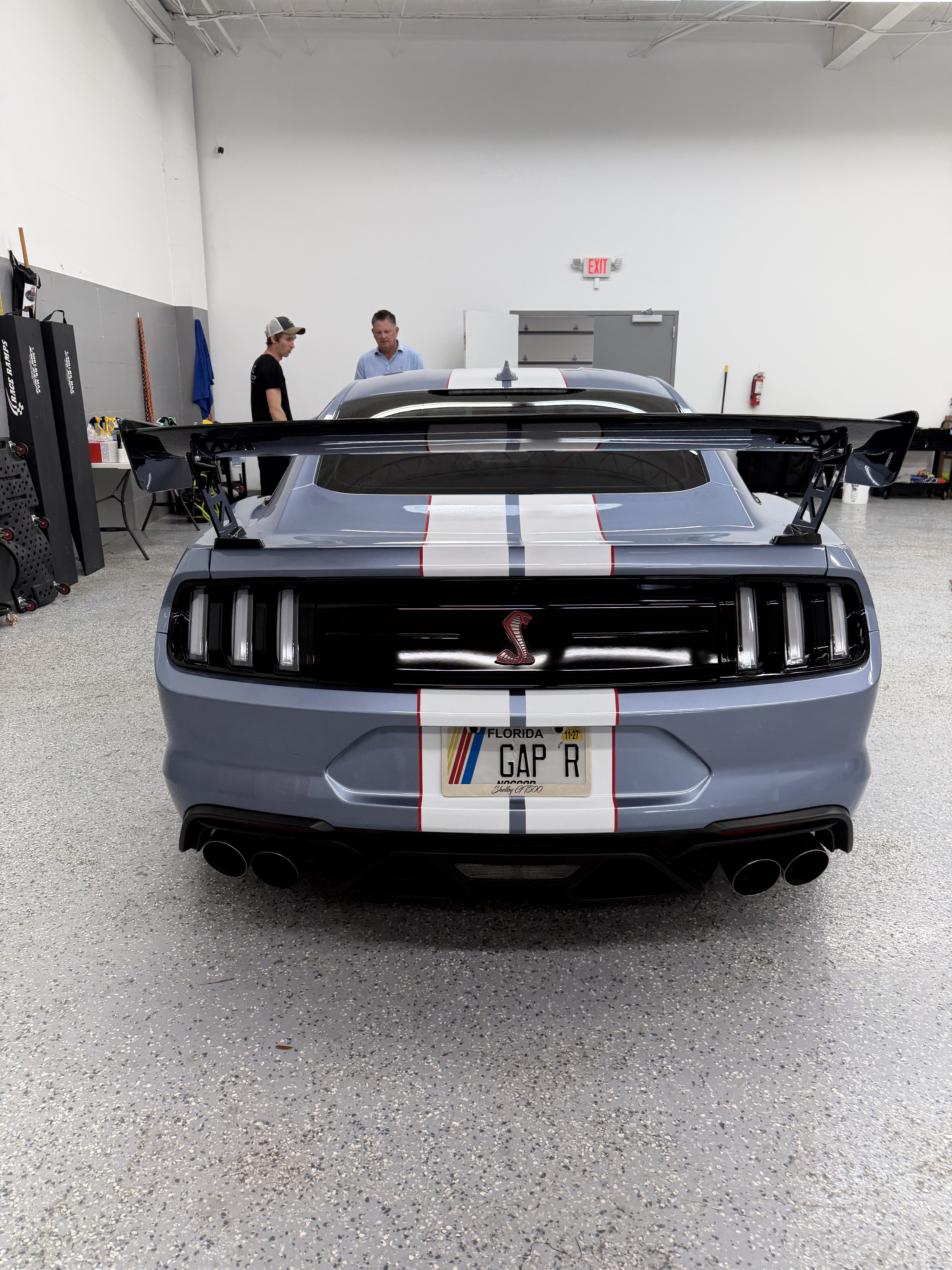 Finished Shelby GT500 with a ceramic-coated shine inside the Lifetime Tint shop