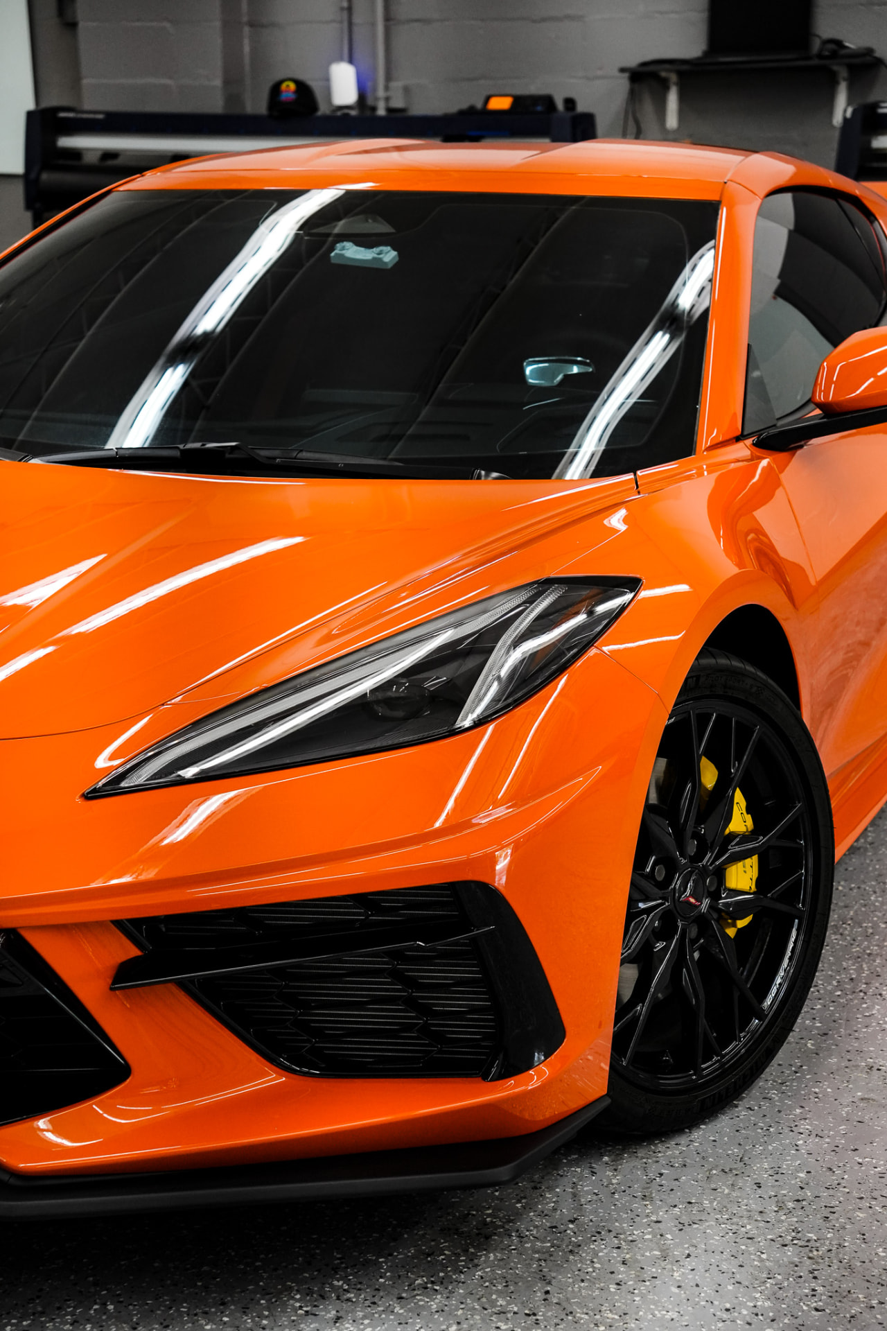 Orange Corvette with a deep ceramic-coated gloss at Lifetime Tint